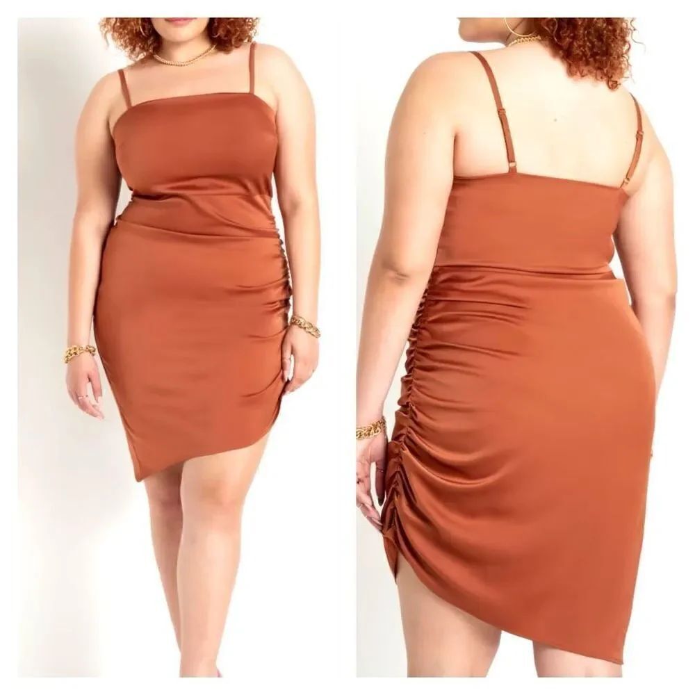 ELOQUII NWT Hanna Mini Satin Dress Brown cinnamon sz 14